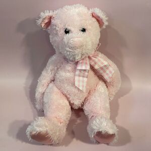 Douglas Cuddle Toys Magic Pink Teddy Bear 12” long Good Used Condition with Bow